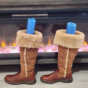 Brown and Tan Fur-Lined Boots